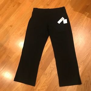 EILEEN FISHER BLACK COZY VISCOSE STRETCH YOGA PANTS - SIZE MEDIUM